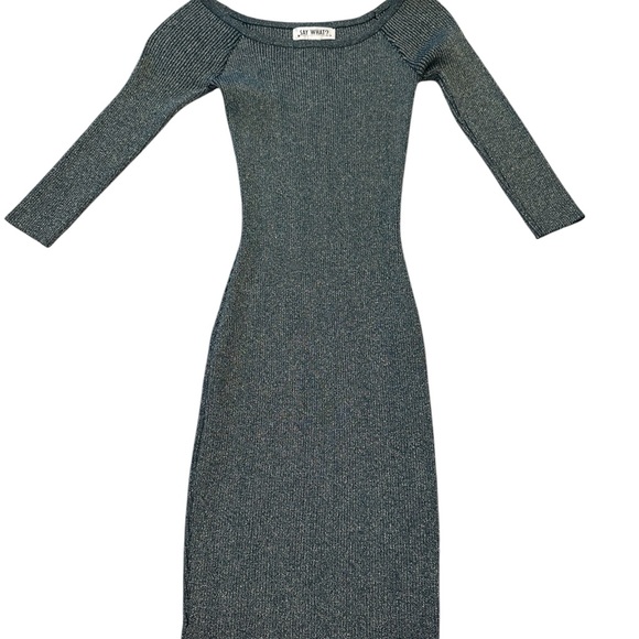 Heart & Hips Dresses & Skirts - Say what? Metallic Teal Long Sleeve Dress